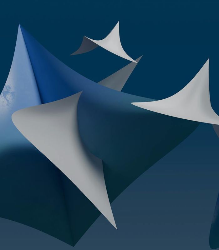 Abstract blue geometric shapes representing harmony and focus